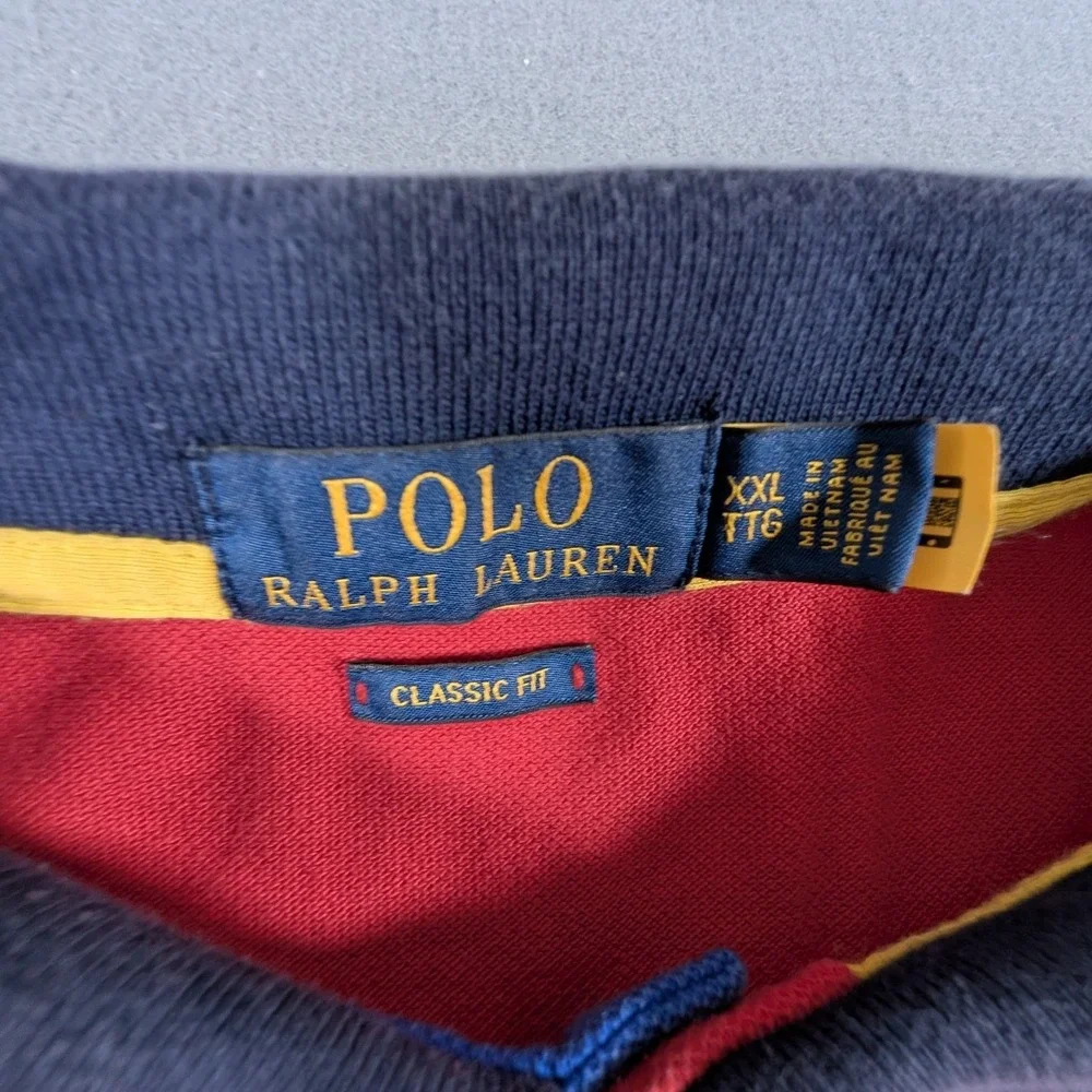 Polo Ralph Lauren Polo Shirt Mens XXL Colorblock Yacht Club RLYC Navy Red